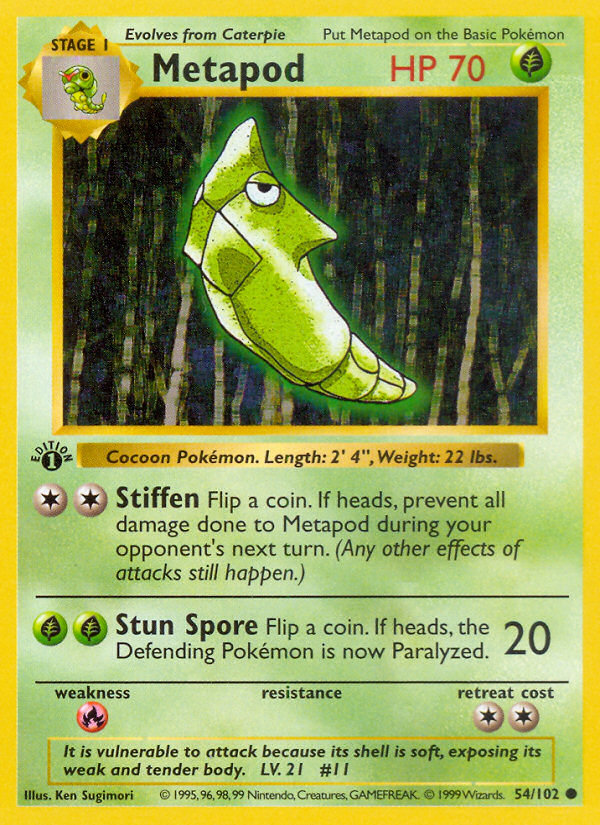 Metapod (54/102) (Shadowless) [Base Set 1st Edition] | Nerdhalla Games