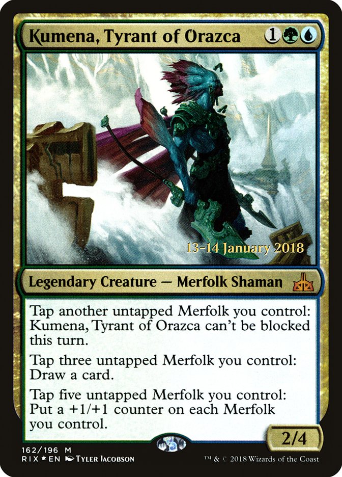 Kumena, Tyrant of Orazca [Rivals of Ixalan Prerelease Promos] | Nerdhalla Games