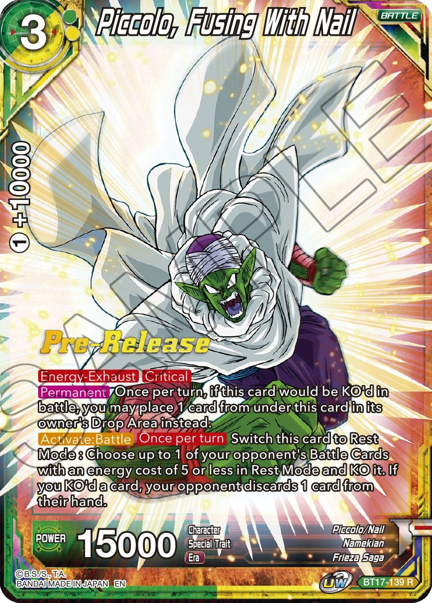 Piccolo, Fusing With Nail (BT17-139) [Ultimate Squad Prerelease Promos] | Nerdhalla Games