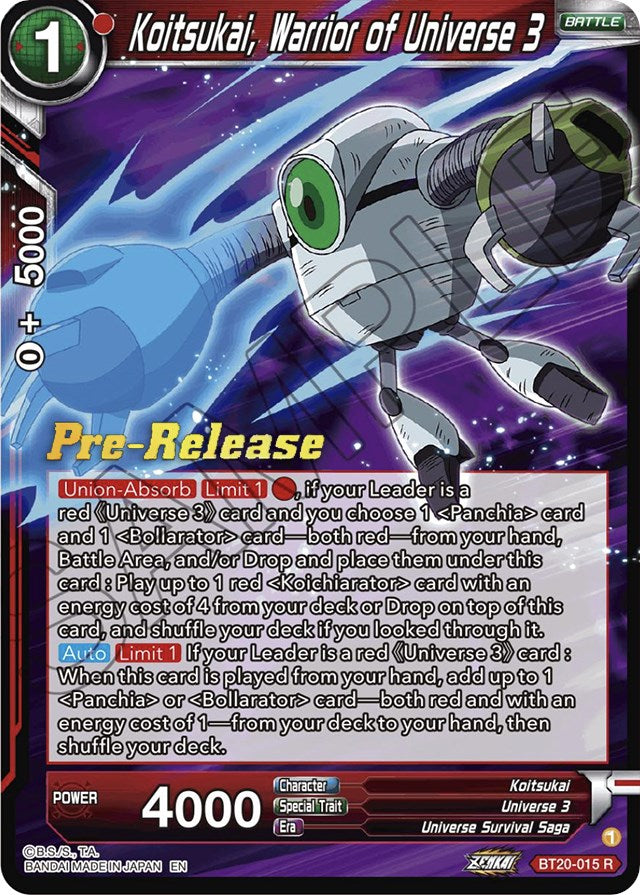 Koitsukai, Warrior of Universe 3 (BT20-015) [Power Absorbed Prerelease Promos] | Nerdhalla Games