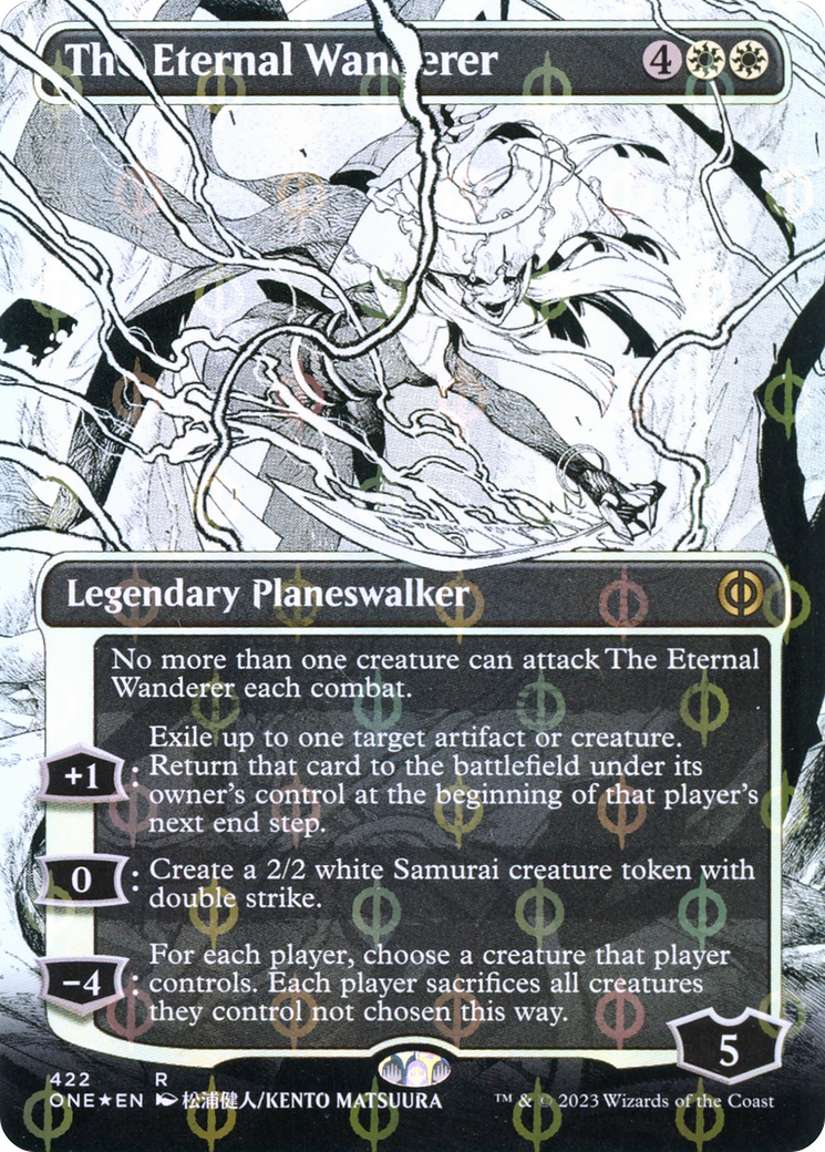 The Eternal Wanderer (Borderless Manga Step-and-Compleat Foil) [Phyrexia: All Will Be One] | Nerdhalla Games