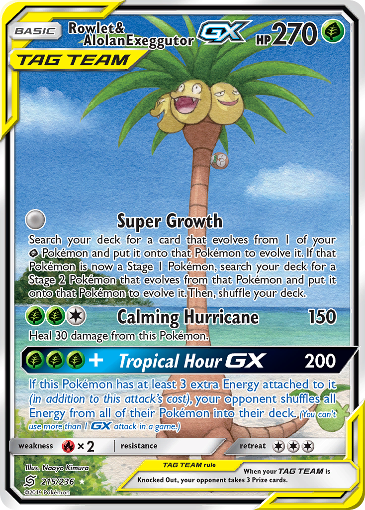 Rowlet & Alolan Exeggutor GX (215/236) [Sun & Moon: Unified Minds] | Nerdhalla Games