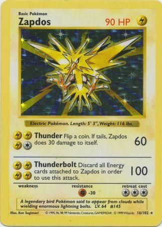 Zapdos (16/102) [Base Set Shadowless Unlimited] | Nerdhalla Games