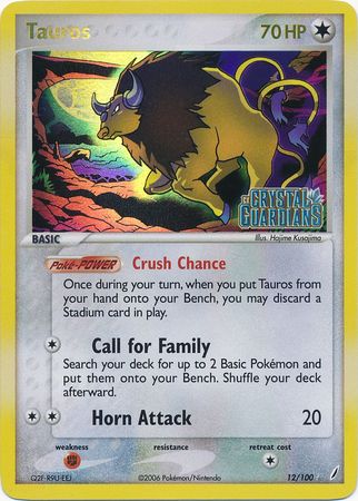 Tauros (12/100) (Stamped) [EX: Crystal Guardians] | Nerdhalla Games