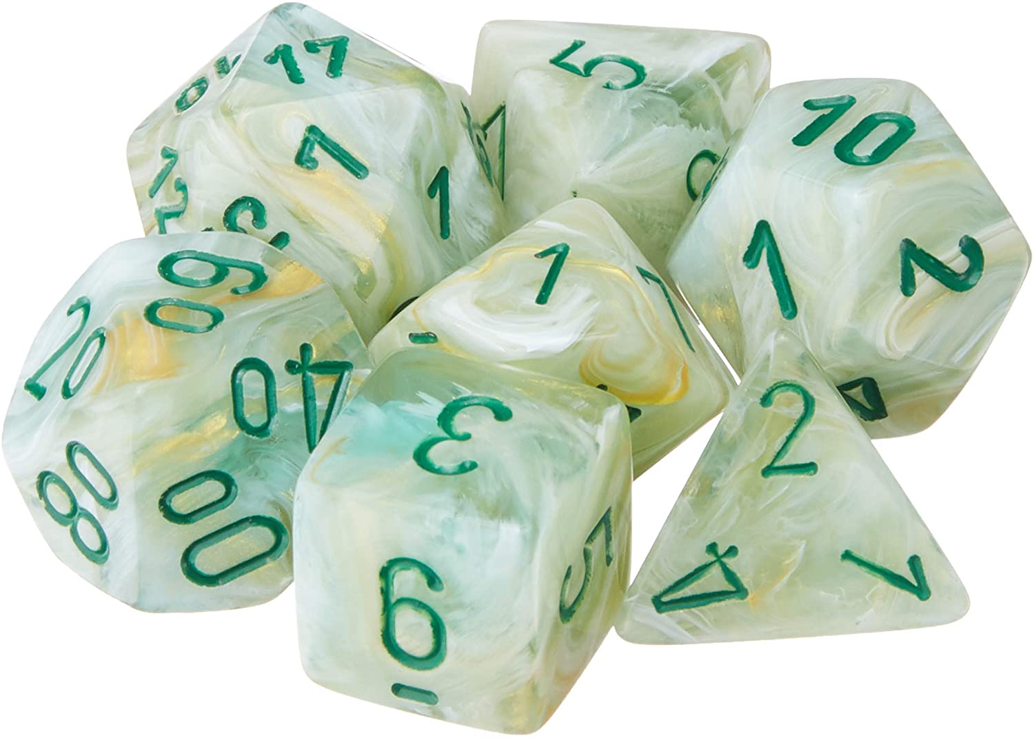 Chessex - Polyhedral 7 Sided Dice Set - Marble | Nerdhalla Games