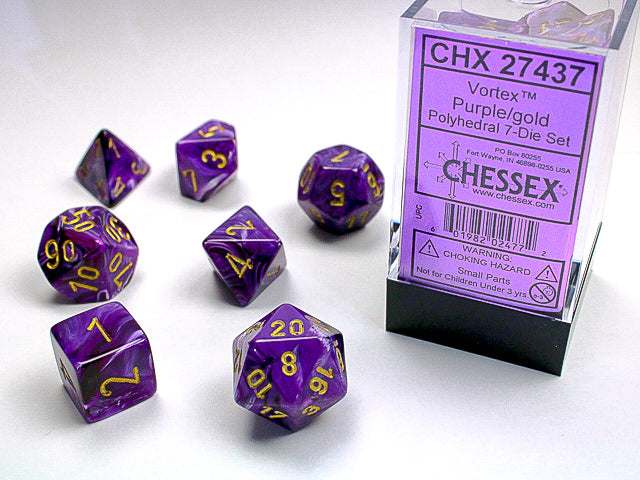 Chessex - Polyhedral 7 Sided Dice Set - Vortex | Nerdhalla Games