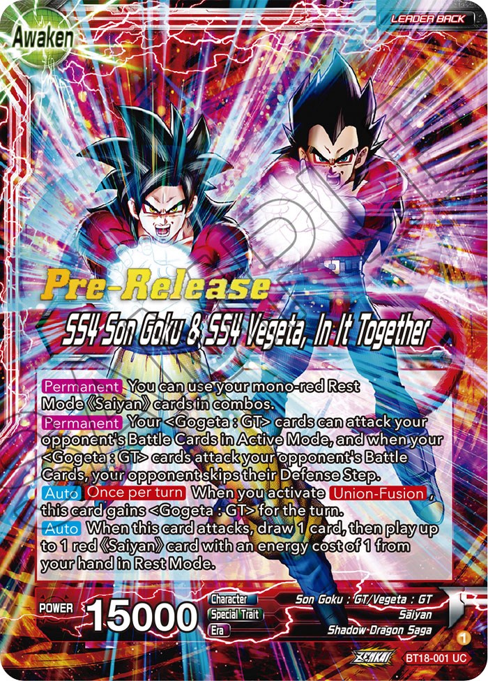 Son Goku & Vegeta // SS4 Son Goku & SS4 Vegeta, In It Together (BT18-001) [Dawn of the Z-Legends Prerelease Promos] | Nerdhalla Games