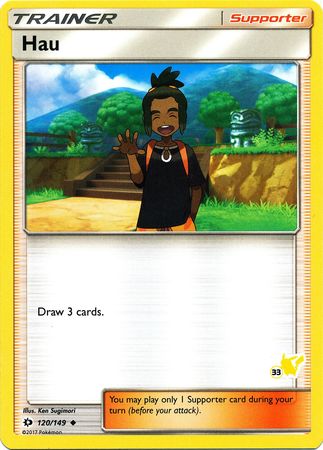 Hau (120/149) (Pikachu Stamp #33) [Battle Academy 2020] | Nerdhalla Games