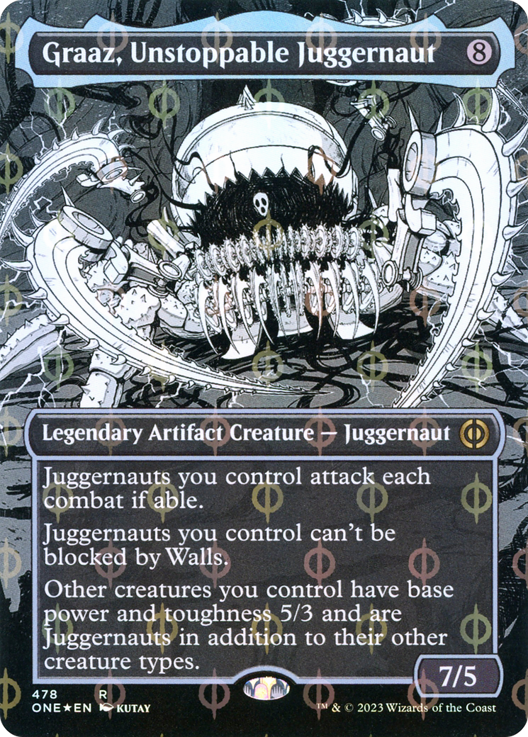 Graaz, Unstoppable Juggernaut (Borderless Manga Step-and-Compleat Foil) [Phyrexia: All Will Be One] | Nerdhalla Games