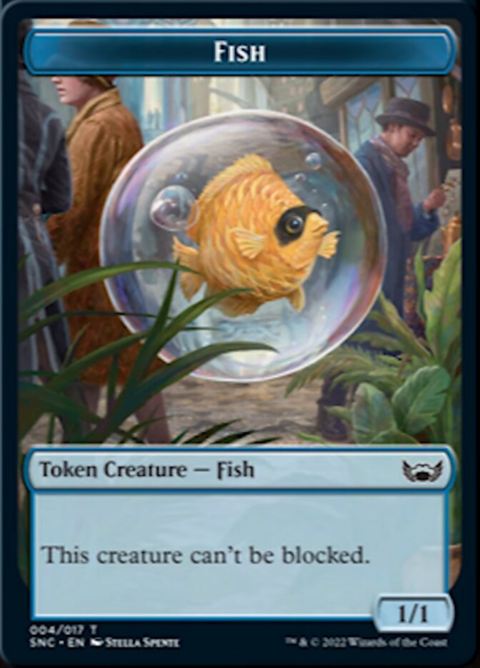 Fish // Rhino Warrior Double-sided Token [Streets of New Capenna Tokens] | Nerdhalla Games