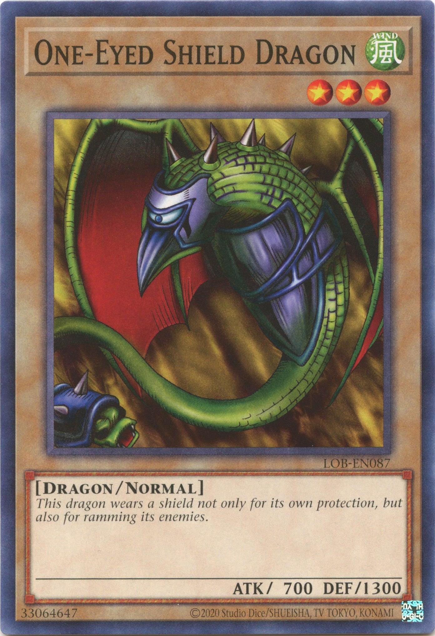 One-Eyed Shield Dragon (25th Anniversary) [LOB-EN087] Common | Nerdhalla Games