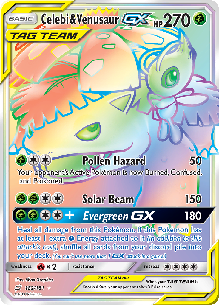 Celebi & Venusaur GX (182/181) [Sun & Moon: Team Up] | Nerdhalla Games