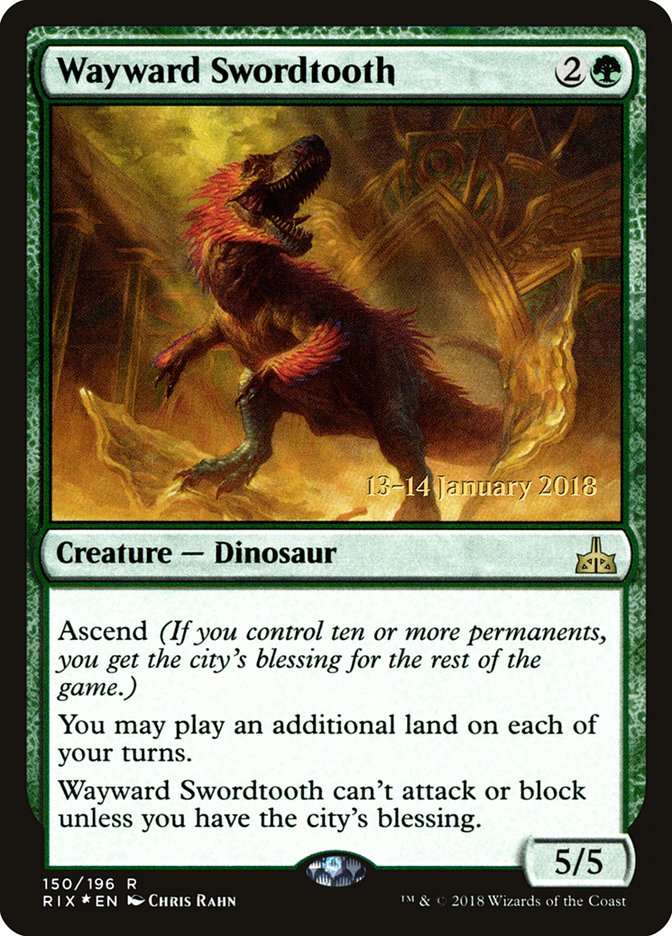 Wayward Swordtooth [Rivals of Ixalan Prerelease Promos] | Nerdhalla Games