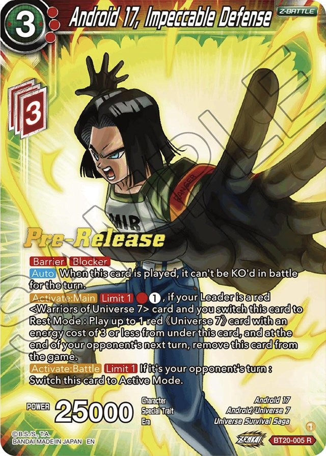 Android 17, Impeccable Defense (BT20-005) [Power Absorbed Prerelease Promos] | Nerdhalla Games