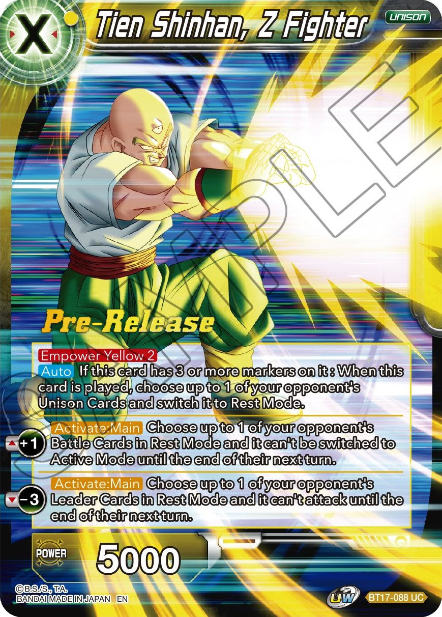 Tien Shinhan, Z Fighter (BT17-088) [Ultimate Squad Prerelease Promos] | Nerdhalla Games