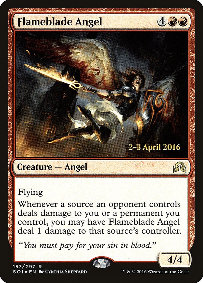 Flameblade Angel [Shadows over Innistrad Prerelease Promos] | Nerdhalla Games