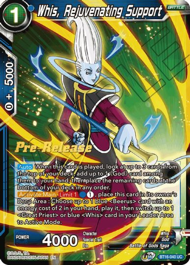 Whis, Rejuvenating Support (BT16-040) [Realm of the Gods Prerelease Promos] | Nerdhalla Games