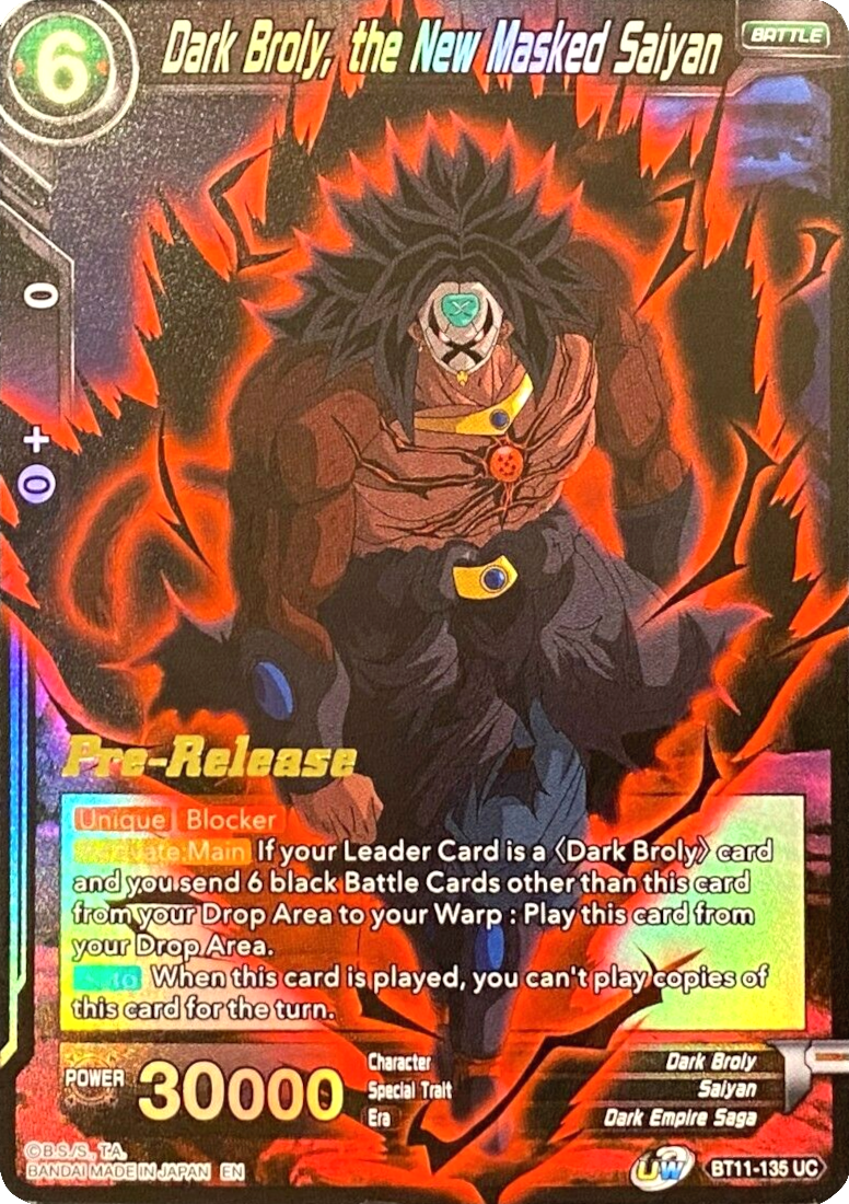 Dark Broly, the New Masked Saiyan (BT11-135) [Vermilion Bloodline Prerelease Promos] | Nerdhalla Games