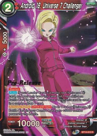 Android 18, Universe 7 Challenger (BT14-013) [Cross Spirits Prerelease Promos] | Nerdhalla Games