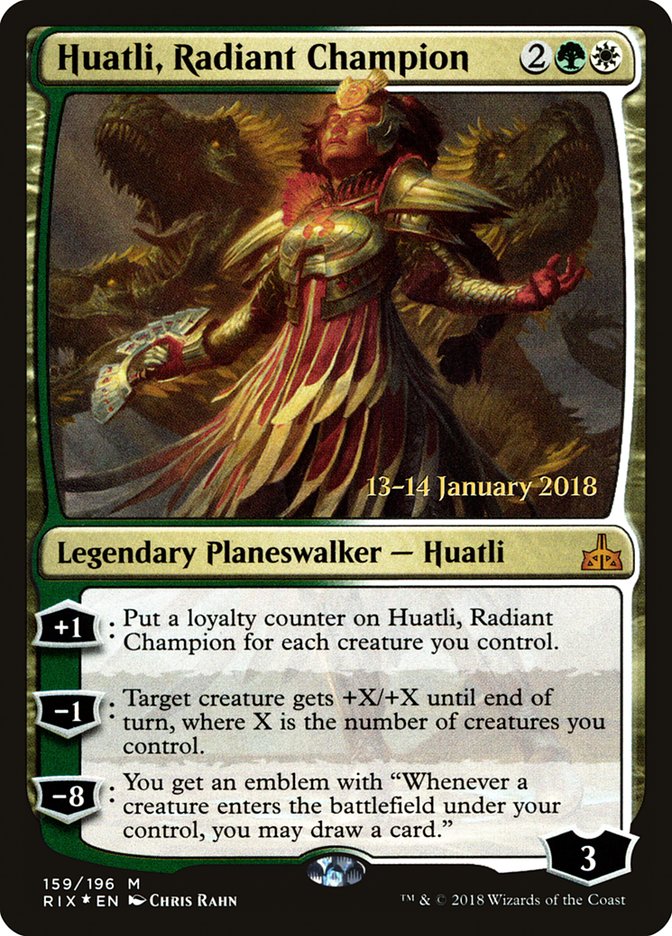 Huatli, Radiant Champion [Rivals of Ixalan Prerelease Promos] | Nerdhalla Games