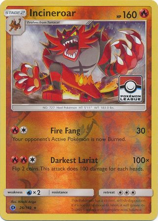 Incineroar (26/149) (League Promo) [Sun & Moon: Base Set] | Nerdhalla Games