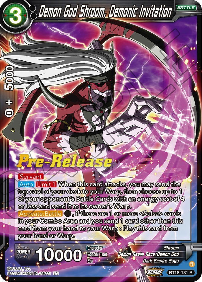 Demon God Shroom, Demonic Invitation (BT18-131) [Dawn of the Z-Legends Prerelease Promos] | Nerdhalla Games