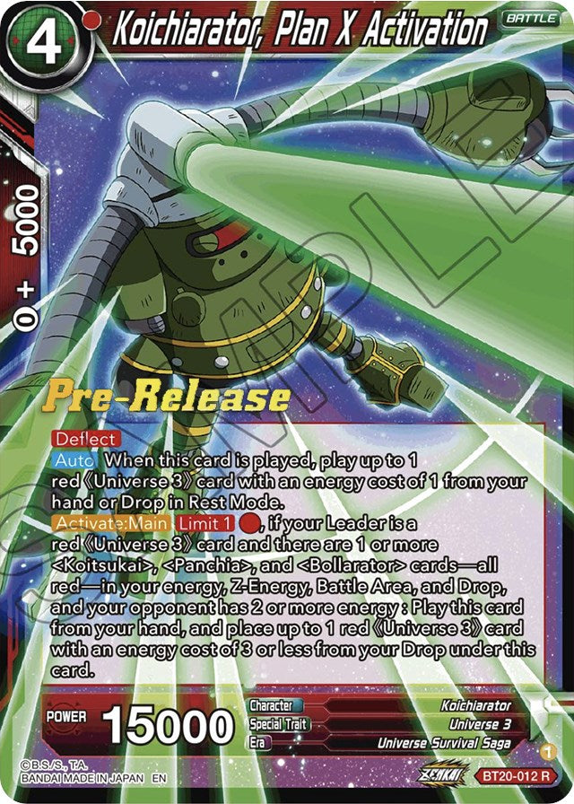 Koichiarator, Plan X Activation (BT20-012) [Power Absorbed Prerelease Promos] | Nerdhalla Games