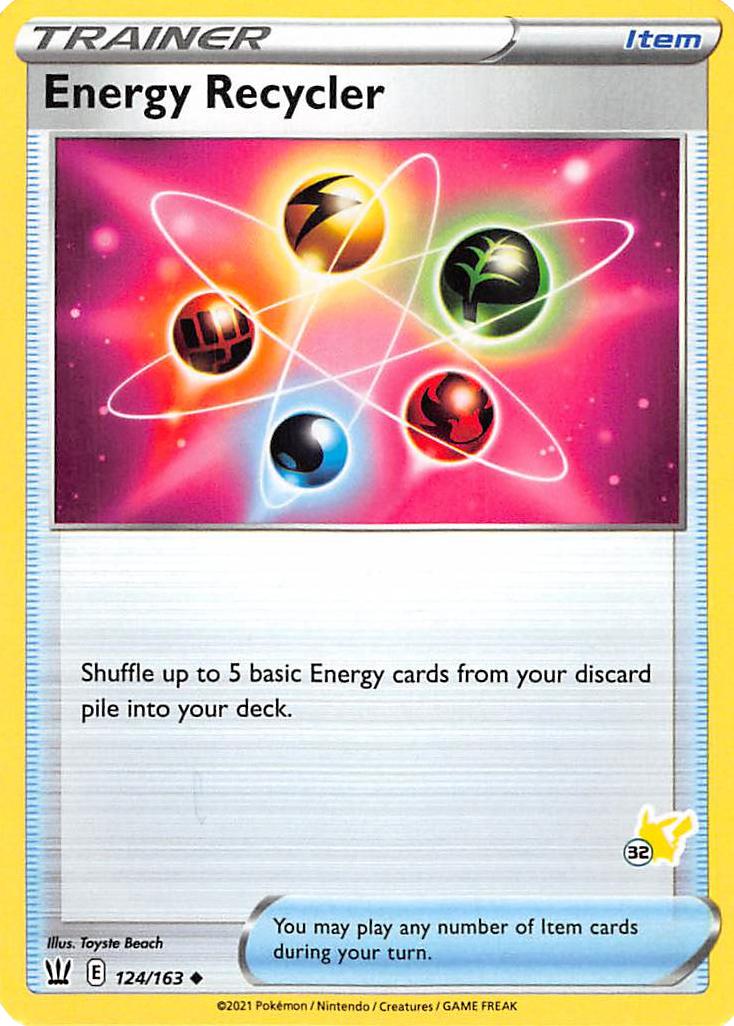 Energy Recycler (124/163) (Pikachu Stamp #32) [Battle Academy 2022] | Nerdhalla Games