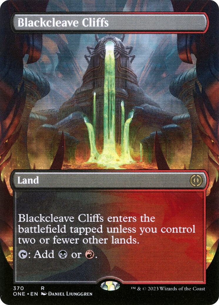 Blackcleave Cliffs (Borderless Alternate Art) [Phyrexia: All Will Be One] | Nerdhalla Games