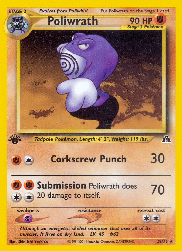 Poliwrath (28/75) [Neo Discovery 1st Edition] | Nerdhalla Games