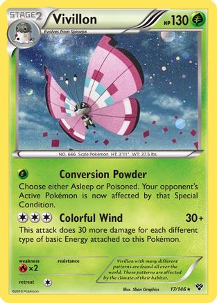 Vivillon (17/146) (Meadow Form/Pink Wings) (Cosmos Holo) [XY: Base Set] | Nerdhalla Games