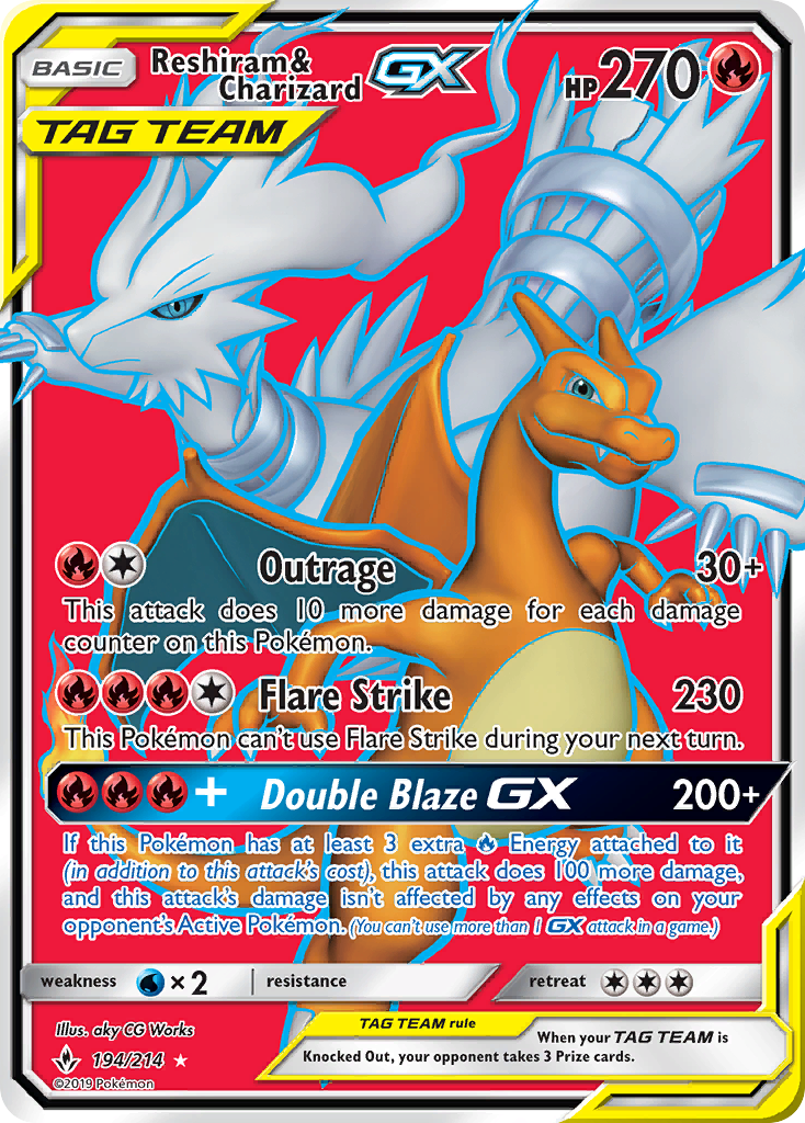 Reshiram & Charizard GX (194/214) [Sun & Moon: Unbroken Bonds] | Nerdhalla Games