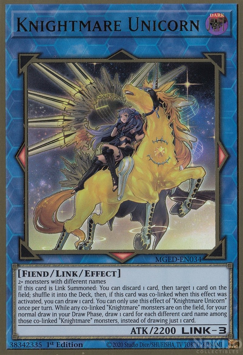 Knightmare Unicorn (Alternate Art) [MGED-EN034] Gold Rare | Nerdhalla Games