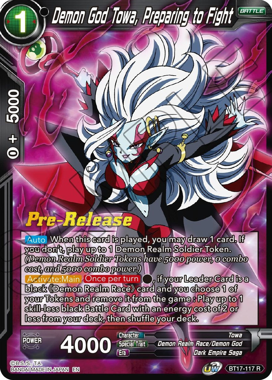 Demon God Towa, Preparing to Fight (BT17-117) [Ultimate Squad Prerelease Promos] | Nerdhalla Games