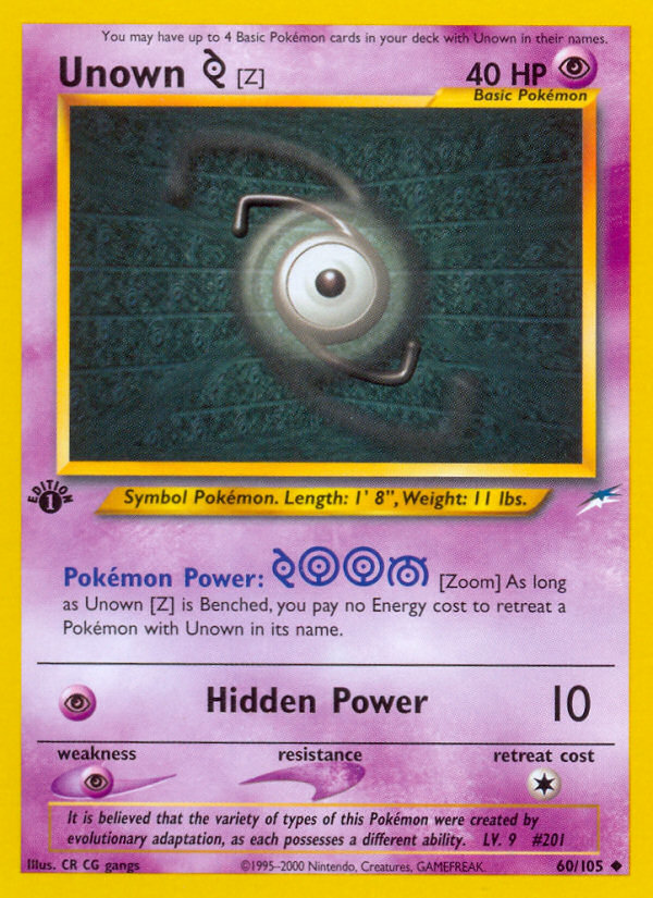 Unown [Z] (60/105) [Neo Destiny 1st Edition] | Nerdhalla Games