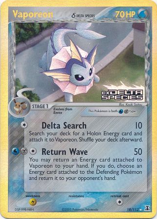 Vaporeon (18/113) (Delta Species) (Stamped) [EX: Delta Species] | Nerdhalla Games