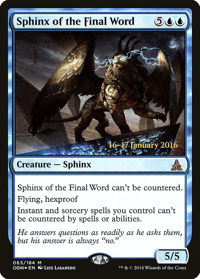 Sphinx of the Final Word [Oath of the Gatewatch Prerelease Promos] | Nerdhalla Games