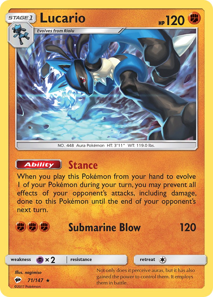 Lucario (71/147) (Theme Deck Exclusive) [Sun & Moon: Burning Shadows] | Nerdhalla Games