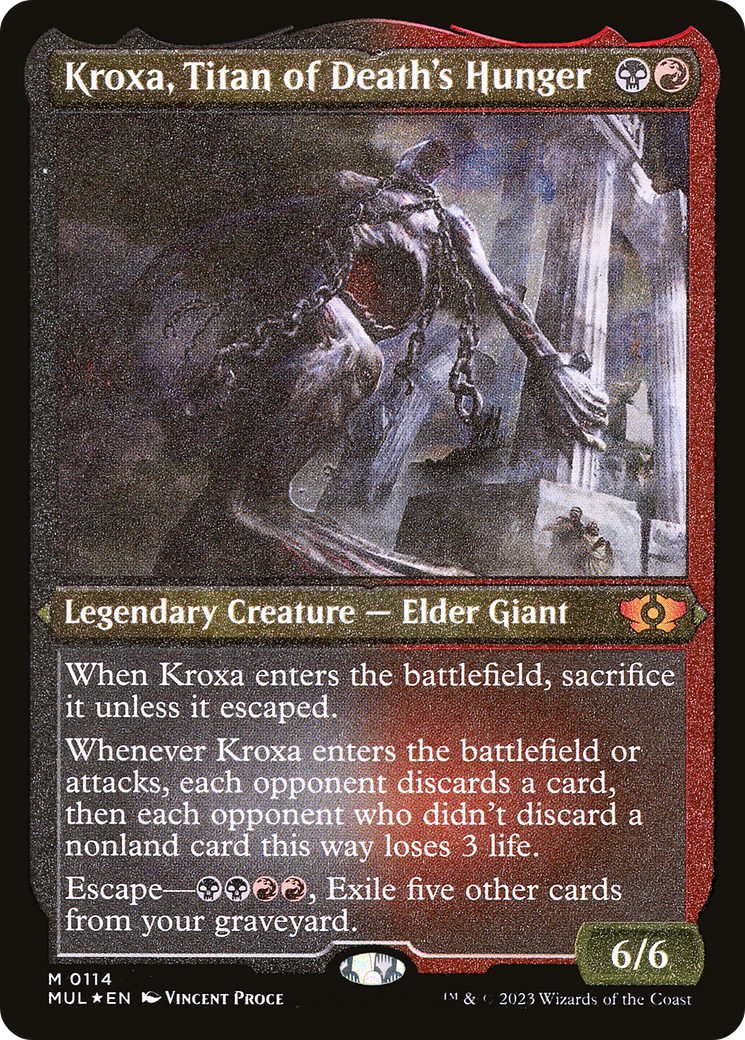 Kroxa, Titan of Death's Hunger (Foil Etched) [Multiverse Legends] | Nerdhalla Games