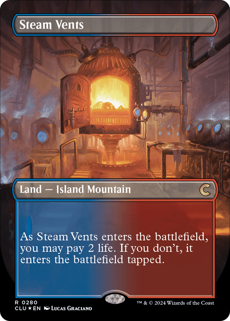 Steam Vents (Borderless) [Ravnica: Clue Edition] | Nerdhalla Games