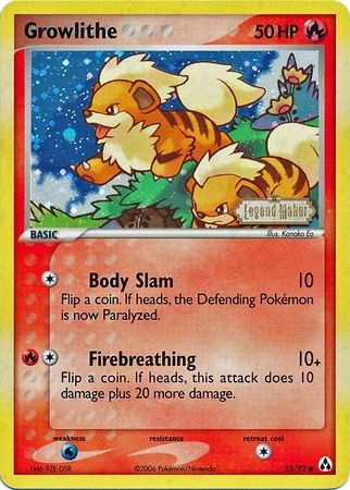 Growlithe (55/92) (Stamped) [EX: Legend Maker] | Nerdhalla Games