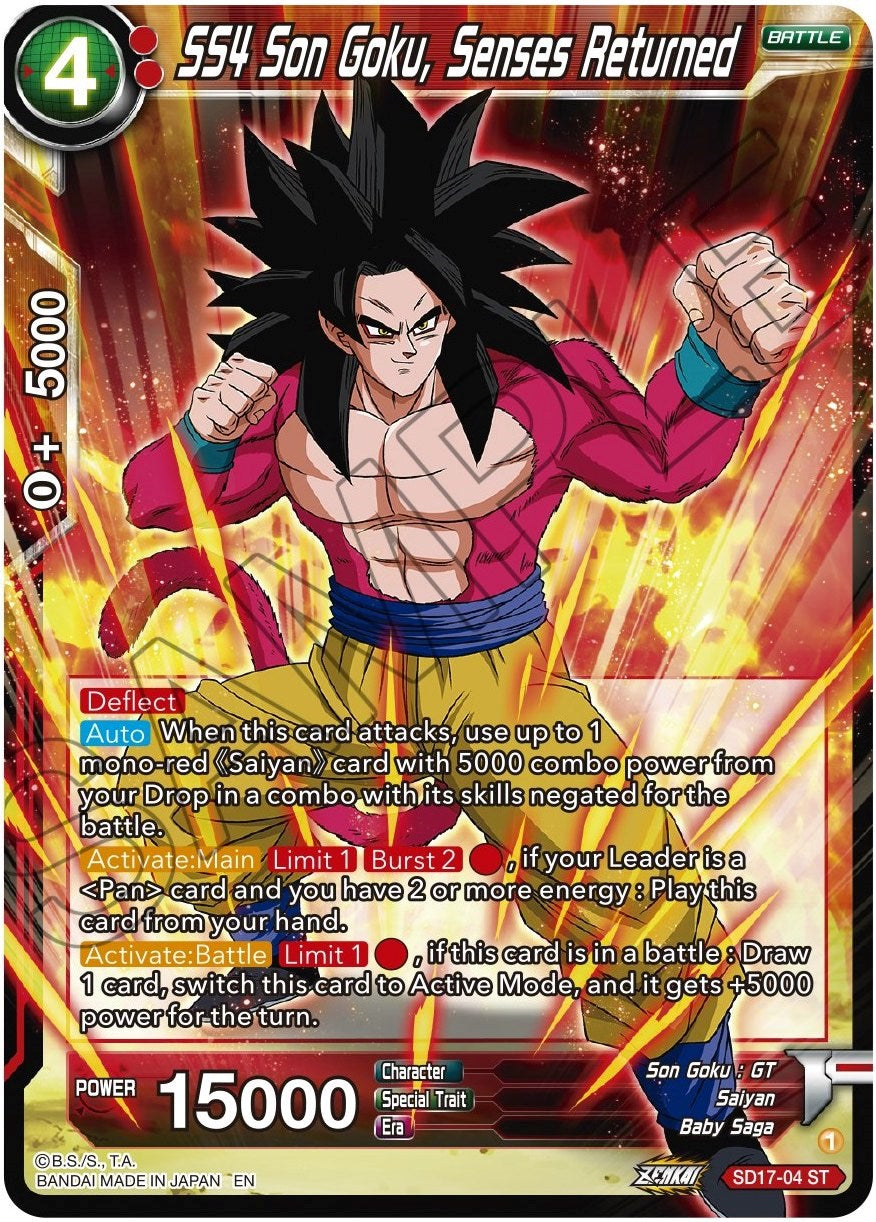 SS4 Son Goku, Senses Returned (SD17-04) [Dawn of the Z-Legends] | Nerdhalla Games