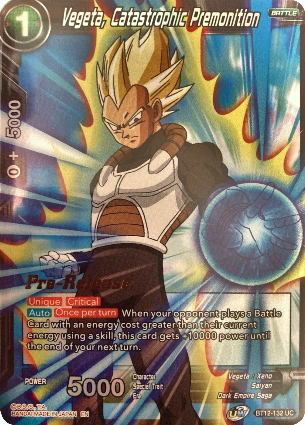 Vegeta, Catastrophic Premonition (BT12-132) [Vicious Rejuvenation Prerelease Promos] | Nerdhalla Games