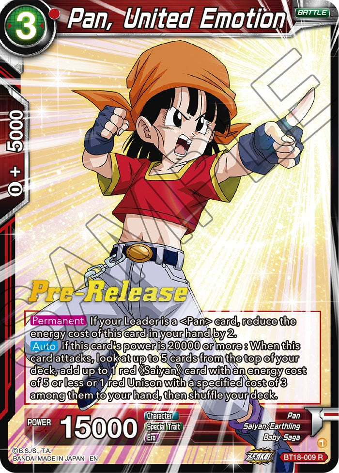 Pan, United Emotion (BT18-009) [Dawn of the Z-Legends Prerelease Promos] | Nerdhalla Games