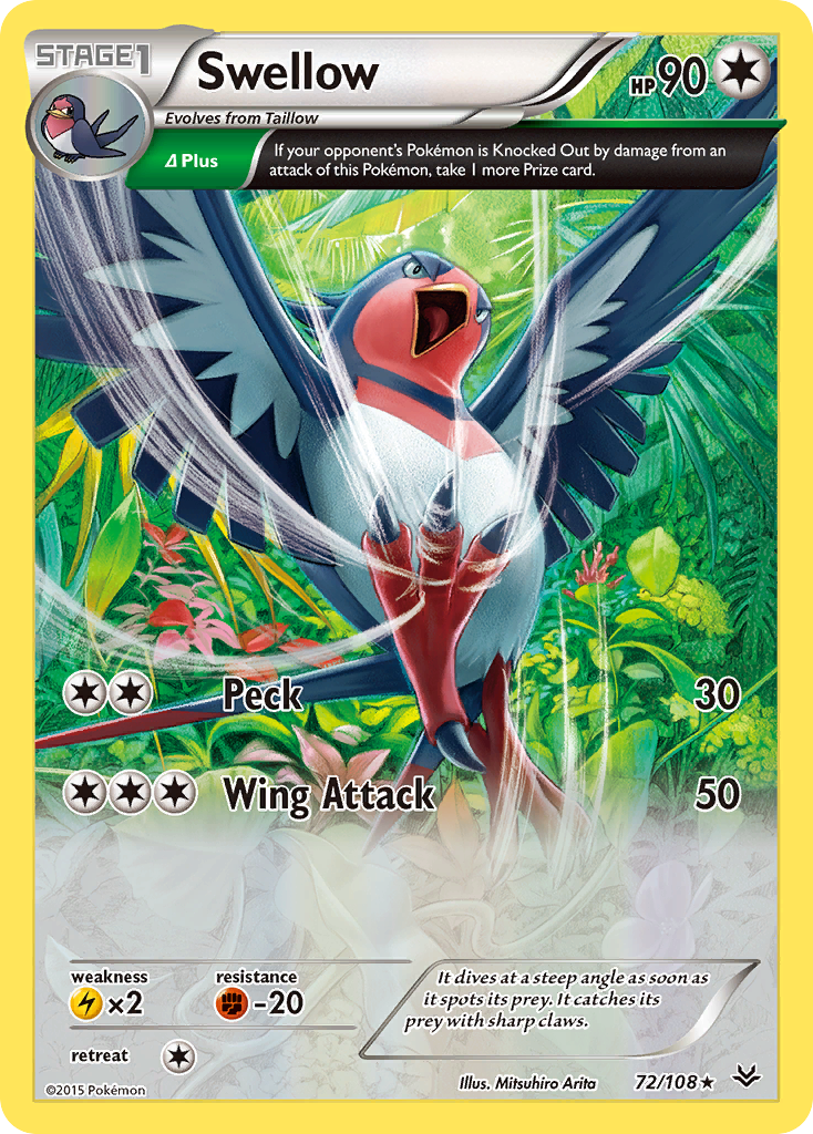 Swellow (72/108) [XY: Roaring Skies] | Nerdhalla Games