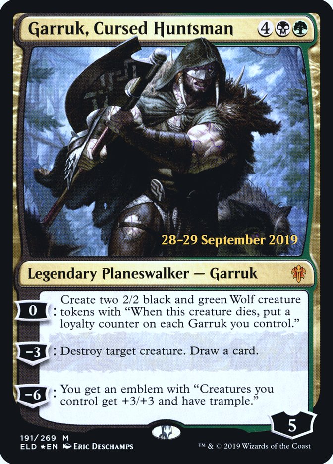 Garruk, Cursed Huntsman  [Throne of Eldraine Prerelease Promos] | Nerdhalla Games