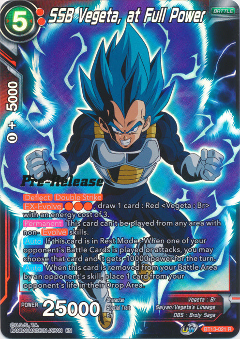 SSB Vegeta, at Full Power (BT13-021) [Supreme Rivalry Prerelease Promos] | Nerdhalla Games