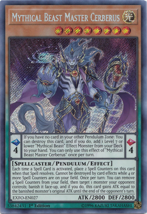 Mythical Beast Master Cerberus [EXFO-EN027] Secret Rare | Nerdhalla Games