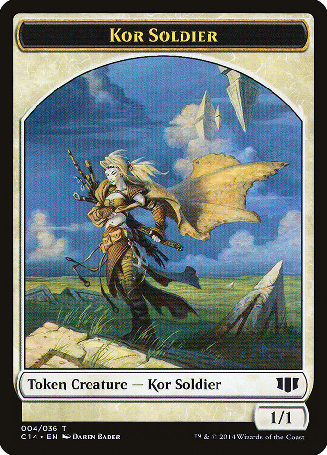 Kor Soldier // Pegasus Double-sided Token [Commander 2014 Tokens] | Nerdhalla Games