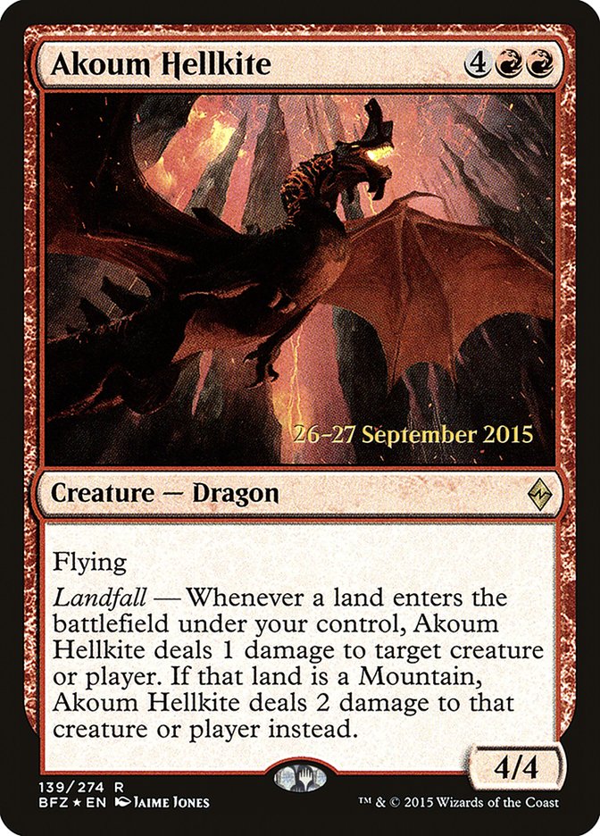 Akoum Hellkite  [Battle for Zendikar Prerelease Promos] | Nerdhalla Games